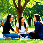 **Image:** Friends sharing Terere in a park on a sunny day.
    **Prompt:** "A group of friends, fully clothed in casual, modest clothing, sitting in a park, sharing Terere from a guampa. Green trees and bright sunlight in the background. Safe for work, appropriate content, professional photography, perfect anatomy, natural poses, family-friendly, high quality."