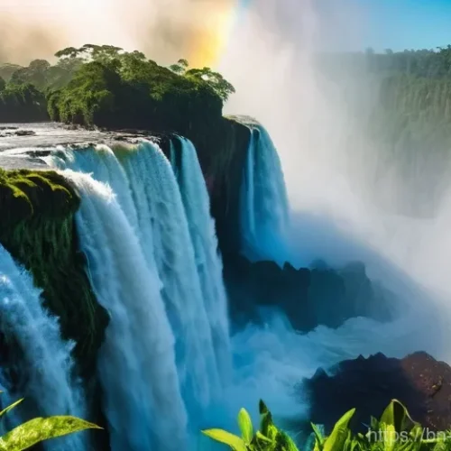 파라과이 이구아수 폭포 근접 관광 - **Prompt 1: The Raw Power of Devil's Throat**
    "A dramatic, wide-angle shot of the Devil's Throat...