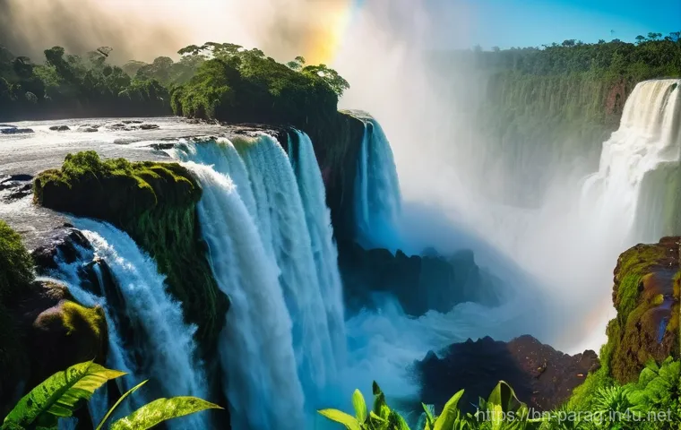 파라과이 이구아수 폭포 근접 관광 - **Prompt 1: The Raw Power of Devil's Throat**
    "A dramatic, wide-angle shot of the Devil's Throat...